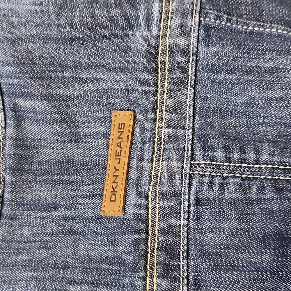 DKNY Jeans Denim Jacket Two Button Blazer Large Blue - Picture 6 of 8
